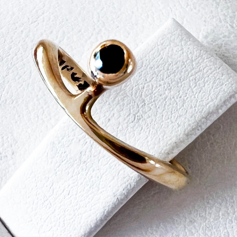 Opus Custom 14k Yellow Gold and Sapphire Ankh Ring Size 5 1/2